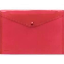 FolderSys Dokumententasche, DIN A4 quer, Druckknopfverschluss, PP, rot transparent