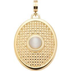 Charm-Einhänger LEONARDO "Anhänger Fidelia Clip & Mix, 024403", gold (gelbgoldfarben, weiß), Charms, Damen, Edelstahl, mit Cat´s Eye