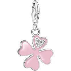 Charm-Einhänger THOMAS SABO "Kleeblatt Silber, 2022-041-9", weiß (silberfarben, rosa, weiß, weiß), Charms, Damen, Silber 925 (Sterlingsilber), mit Zirkonia (synth.)