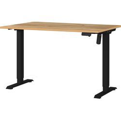Schreibtisch GERMANIA "Boras, elektrisch höhenverstellbar", braun (navarra, eiche, nachbildung, schwarz, schwarz, navarra, eiche, nachbildung), B:120cm H:120cm T:80cm, Tische, Breite 120/140/160 cm, Metallgestell in vers. Farben, Made in Germany