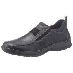 Slip-On Sneaker RIEKER, Herren, Gr. 46, schwarz, Leder, Textil, unifarben, Schuhe, Slipper, Schlupfschuh, Halbschuh, Freizeitschuh mit Stretcheinsätze