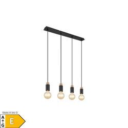 LED Hängeleuchte, Metall schwarz, Holz dunkelbraun H 120 cm