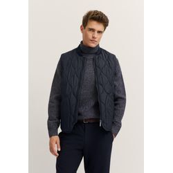 Steppweste BUGATTI "Airseries", Herren, Gr. 48, blau (390, marine), 100% Polyester, unifarben, regular fit, Westen, Regular Fit mit Wellensteppung