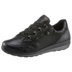Sneaker ARA "OSAKA", Damen, Gr. 5,5 (38,5), grau (schwarz, anthrazit), Glattleder, Lackleder, Schuhe Sneaker, Schaftrandpolsterung, G-Weite, Freizeitschuh, Halbschuh, Schnürschuh