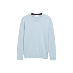 TOM TAILOR DENIM Herren Basic Strickpullover aus Baumwolle, blau, Uni, Gr. XL