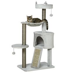 PawHut Kratzbaum Spanplatte, Plüsch (100% Polyester), Sisal