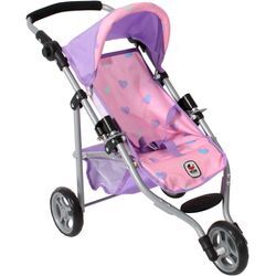 Puppenbuggy CHIC2000 "Jogging-Buggy Lola", lila (herzchen lila), Puppenwagen, JungenB:33cm H:57cm T:70cm, Kunststoff, Metall, Stoff, mit klappbarem Verdeck, B:33cm H:57cm T:70cm