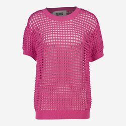 Rosafarbene gehäkelte Pullover