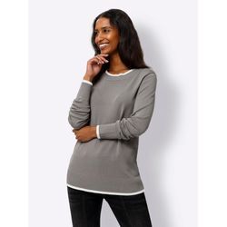 Strickpullover HEINE "Pullover", Damen, Gr. 34, grau, 70% Viskose, 30% Polyamid, unifarben, Pullover