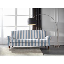 3-Sitzer HOME AFFAIRE "Rennes", bunt (blau, creme streifen), B:200cm H:90cm T:93cm, Samtoptik ( 100% Polyester);Baumwollmix (50% Baumwolle, 50% Polyester), Sofas, in Samtoptik oder Baumwoll-Mix