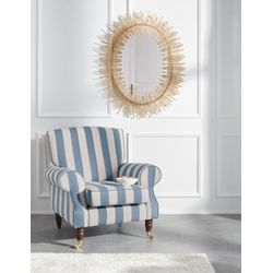 Sessel HOME AFFAIRE "Rennes", bunt (blau, creme streifen), B:90cm H:90cm T:93cm, Baumwollmix (50% Baumwolle, 50% Polyester);Samtoptik (100% Polyester), Sessel, in Samtoptik oder Baumwoll-Mix