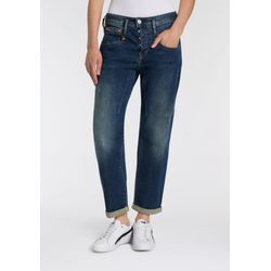 Boyfriend-Jeans HERRLICHER "Shyra Tap Denim", Damen, Gr. 28, N-Gr, bunt (traffic), Denim/Jeans, Obermaterial: 98% Baumwolle, 2% Elasthan, 7/8-Länge, Jeans, mit halbverdeckter Knopfleiste