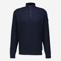 Dunkelblauer Pullover mit Knopfleiste