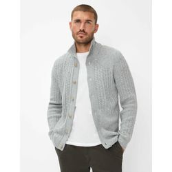Strickjacke BRAX "Style JEFF", Herren, Gr. L, hellgrau, Strick, 50% Wolle, 25% Viskose, 25% Polyamid, Strickjacken