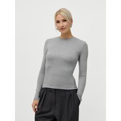 Langarmshirt LEGER "Vianne, LeGer by Lena Gercke", Damen, Gr. 36, grau melange, Jersey, Obermaterial: 95% Viskose, 5% Elasthan, regular fit normal, Rundhals, eingesetzt abgesteppte Kante, Shirts, Regular fit mit Rundhalsausschnitt