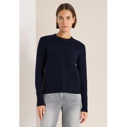 Cardigan CECIL, Damen, Gr. L (42), urban dunkelblau, Feinstrick, 37% Baumwolle, 34% Polyacryl, 26% Polyester, 3% Elasthan, unifarben, comfort fit normal, Rundhals, Bündchen, Strickjacken, im angenehmen Materialmix