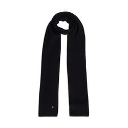 Strickschal TOMMY HILFIGER "TH FLAG PIMA COTTON CASH SCARF", Damen, schwarz, Strick, Baumwollmischung, unifarben, Modetücher, mit Logostickerei, mit Kaschmiranteil Unisex