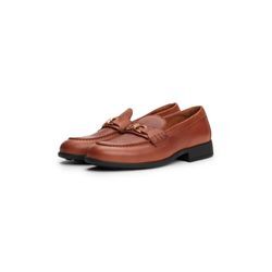 Loafer TOMMY HILFIGER "TH LOGO LEATHER LOAFER", Damen, Gr. 38, braun, Leder, unifarben, Schuhe, Blockabsatz, Slipper, Businessschuh mit TH-Schmuckspange