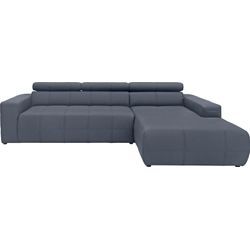 Ecksofa DOMO COLLECTION "Brandon große Ausführung B/T/H: 289/177/80 cm, auch in Leder und Cord", blau (dunkelblau), B:285cm H:80cm T:175cm, Luxus-Microfaser in Antikleder-Optik (100% Polyester);Luxus-Microfaser (100% Polyester);Kunstleder SOFTLUX, Sofas, mit Kopfteilverstellung, wahlweise Sitztiefenverstellung, L-Form
