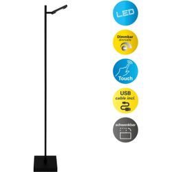 NÄVE LED Stehlampe "Lupa", schwarz, 1, H: 135cm, 1 Stk., Leuchten, Akkuleuchte, USB-C Kabel, schwarz, dimmbar(Touch), Schirm drehbar