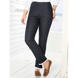 Thermojeans CLASSIC BASICS, Damen, Gr. 38, Normalgrößen, schwarz (schwarz, denim), 81% Baumwolle, 17% Polyester, 2% Elasthan, unifarben, lang, Jeans