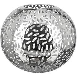 Windlicht FINK "Kerzenhalter DARIA", grau (grau, silberfarben), H:21cm Ø:24cm, Eisen, Kerzenhalter, aus Eisen, mit ellipsenförmigen Cut-Outs