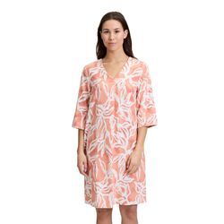 Sommerkleid CARTOON "Damen Sommerkleid mit Muster", Damen, Gr. 34, Normalgrößen, cream, apricot, Obermaterial: 55% Leinen, 45% Viskose., lässig geschnitten kurz, U-Boot-Ausschnitt, Kleider, Material