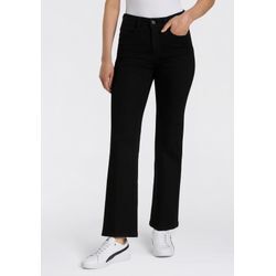 Bootcut-Jeans MAC "LAURA", Damen, Gr. 42, Länge 32, schwarz (schwarz, schwarz), Denim/Jeans, Obermaterial: 89% Baumwolle, 8% Polyester, 3% Elasthan, lang, Jeans