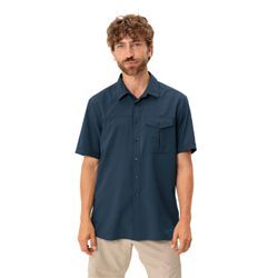 Funktionshemd VAUDE "MEN'S ROSEMOOR SHIRT II", Herren, Gr. XL, N-Gr, blau (schwarz sea uni), Web, Obermaterial: 100% Polyester, unifarben, straight fit, hoch geschlossener Ausschnitt, weit abgesteppte Kante, Hemden, mit Brusttasche