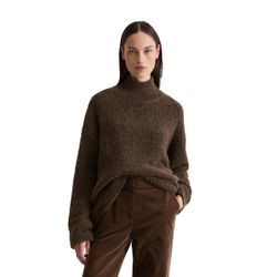 Stehkragenpullover MARC O'POLO "aus Schurwolle-Alpakawolle-Mix", Damen, Gr. L, shaded braun melange, Obermaterial: 64% Wolle (Schafwolle), 28% Alpaka, 8% Polyester, unifarben, Pullover