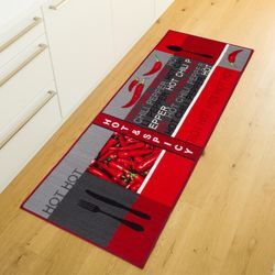 Küchenläufer ANDIAMO "Hot Pepper" Gr. 11, rot, B:67cm H:5mm L:120cm, Kunstfaser, Teppiche, Motiv Peperoni/Chili, Küche, waschbar, Kundenliebling
