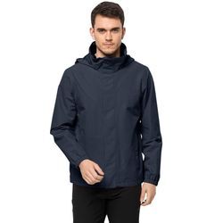 Funktionsjacke JACK WOLFSKIN "STORMY POINT 2L JKT M", Herren, Gr. S, blau (dunkelblau), Web, Obermaterial: 100% Polyester, hoch geschlossener Ausschnitt, Bündchen, Jacken, Wasserabweisend, winddicht, wärmend, Übergangsjacke