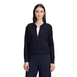 Strickjacke BETTY & CO "Damen Strick-Cardigan mit Reißverschluss", Damen, Gr. 36, blau (dunkelblau), Strick, Obermaterial: 50% Viskose, 30% Polyester, 20% Polyamid., lässig geschnitten normal, Strickjacken