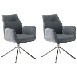 Esszimmerstuhl MCA FURNITURE "DIVERIA", grau (anthrazit, edelstahl), B:64cm H:90cm T:66cm, Polyester, Stühle, Esszimmerstuhl, (2er-Set) 4-Fuss-Stuhl,drehbar 360,belastbar 120 kg,Sitzhöhe ca. 50cm