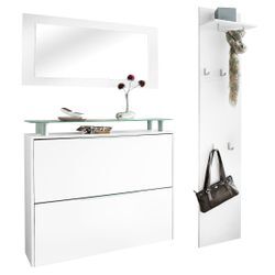 Garderoben-Set BORCHARDT MÖBEL "Rena 2, (3-tlg.)", weiß (weiß matt, weiß matt), Kastenmöbel-Sets, mit Glasablage
