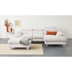 Ecksofa COTTA "Driver L-Form", weiß, B:268cm H:73cm T:169cm, LEDER BEEFY (ein abgedecktes Spalt-Rindsleder) im Sitz und Rücken (Korpus in Kunstleder);Luxus-Kunstleder;Kunstleder SOFTLUX;NaturLEDER (echtes Rindsleder), Rückseite mit schwarzem Spannstoff bezogen, Sofas, Ecksofa, mit Kopfteilverstellung, wahlweise mit Bettfunktion & Bettkasten, Topseller