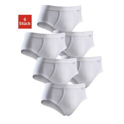 Slip CLIPPER EXCLUSIVE, Herren, Gr. 4, 6 Stk., weiß (weiß (feinripp)), Feinripp, Obermaterial: 100% Baumwolle, unifarben, körpernah, Unterhosen, mit Eingriff, spürbar weich und glatt - Feinripp