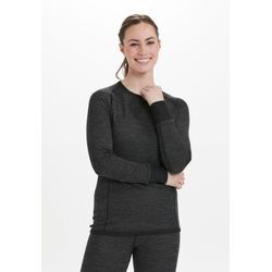 Funktionsshirt WHISTLER "BRANDI", Damen, Gr. 36, schwarz, 45% Wolle, 45% Polyester, 10% Elasthan, meliert, lang, Rundhals, Shirts Funktionsshirt, mit hohem Merinowolle-Anteil