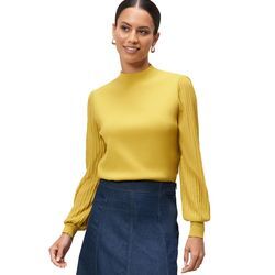 Strickpullover ZERO "Damen mit transparenten Ärmeln", Damen, Gr. 38, gelb (oil gelb), Strick, Obermaterial: 72% Viskose, 28% Polyester, unifarben, figurbetont lang, weit Bündchen, Pullover Strickpullover, weiteres Detail