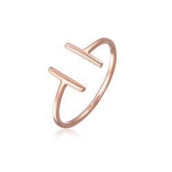 Fingerring ELLI PREMIUM "Geo Statement Basic 750 Roségold" Gr. 54, rosa (gold), Fingerringe, Damen, 54mm, ohne Stein, Roségold 750, 1,5mm, Fingerring