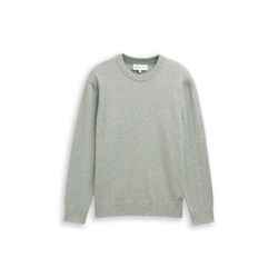 TOM TAILOR DENIM Herren Basic Strickpullover aus Baumwolle, grün, Meliert, Gr. XXL