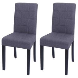2er-Set Esszimmerstuhl MCW-O65b, Küchenstuhl Polsterstuhl Lehnstuhl, Stoff/Textil (280g/m²), dunkelgrau