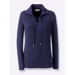 Strickpullover CASUAL LOOKS "Pullover", Damen, Gr. 36, blau (marine), 50% Viskose, 28% Polyester, 22% Polyamid, unifarben, Pullover Strickpullover