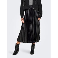 Plisseerock ONLY "ONLLYON PLEATED SHINE SKIRT JRS NOOS", Damen, Gr. S (36), schwarz, Jersey, Obermaterial: 100% Polyester, unifarben, wadenlang, Röcke