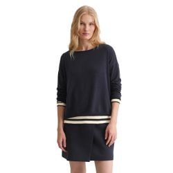 Strickpullover MARC O'POLO "aus reiner Bio-Baumwolle", Damen, Gr. L, deep night blau, Obermaterial: 100% Baumwolle, unifarben, Pullover Strickpullover