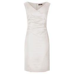 Etuikleid VERA MONT "Damen mit Raffung", Damen, Gr. 34, Normalgrößen, weiß (rohweiß), Satin, Obermaterial: 96% Polyester, 4% Elasthan; Futter: 100% Polyester, figurbetont kurz, V-Ausschnitt, Kleider Etuikleid, Falten