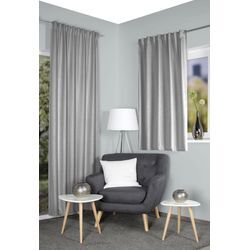 Vorhang HOME WOHNIDEEN "ESKAMIO" Gr. 3, silber (silberfarben), B:135cm H:175cm, Polyester, Gardinen, Thermo, Blickdicht, Leinenstruktur, Überbreite