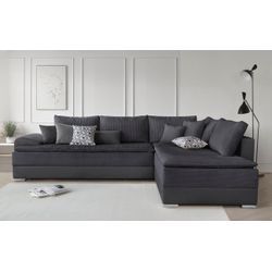 Ecksofa OTTO HOME "Night & Day L-Form, B: 324 cm", schwarz, B:324cm H:95cm T:218cm, Struktur ( 100% Polyester);Luxus-Microfaser (100% Polyester), Sofas, Ecksofa, mit Bettfunktion, Bettkasten & 3 Zierkissen, Boxspringbett 180x200 cm, Topseller