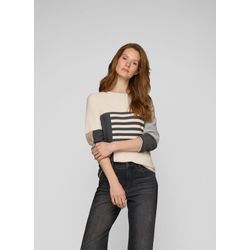 Strickpullover RABE, Damen, Gr. 42, braun (macchiato), Strick, Obermaterial: 50% Baumwolle, 50% Polyacryl, colorblocking, hüftbedeckend, Rundhals, Pullover Strickpullover, im Colorblocking-Look