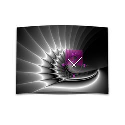 dixtime Wanduhr Wanduhr XXL 3D Optik Dixtime modern pink schwarz 50x70 cm leises Uhrwe (Einzigartige 3D-Optik aus 4mm Alu-Dibond)